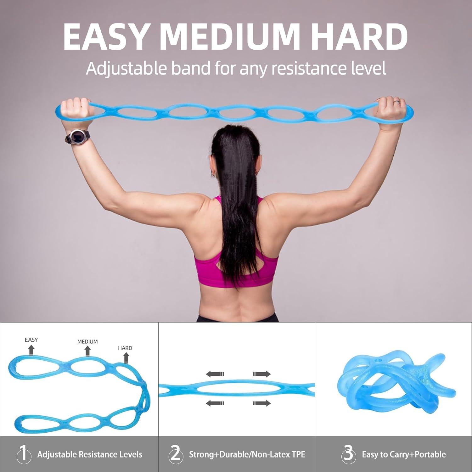 Bandas de Resistencia Flexoria Ajustables para Ejercicio - 3 Niveles