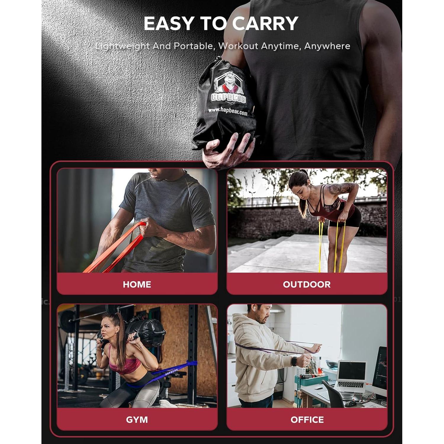 HAPBEAR Conjunto de 5 Bandas de Resistencia para Ejercicio