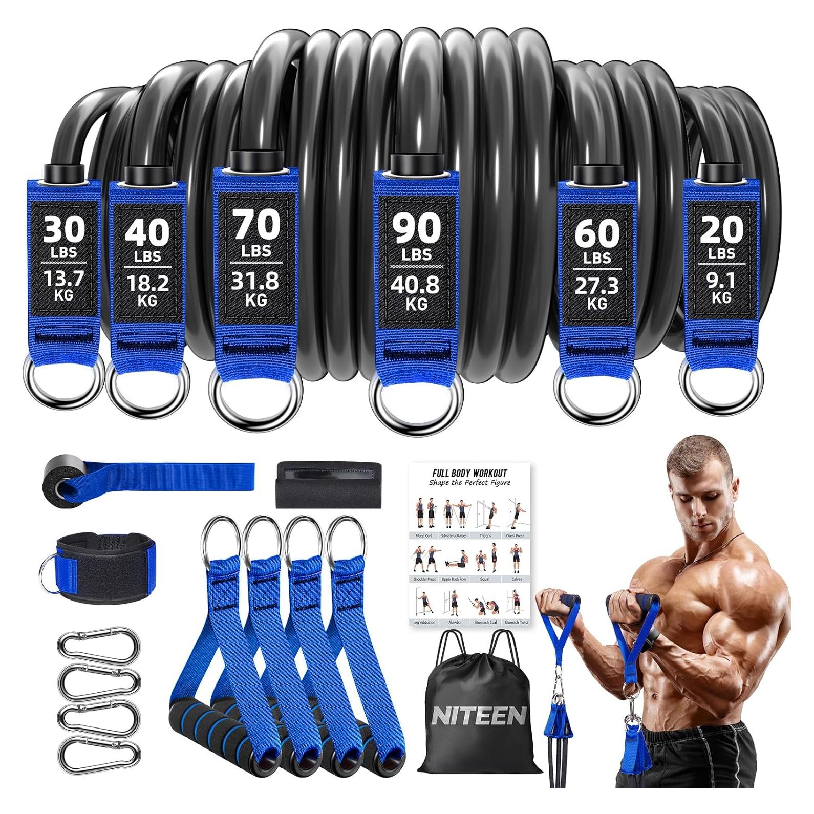 Bandas de Resistencia NITEEN 310lbs con Mangos y Anclaje