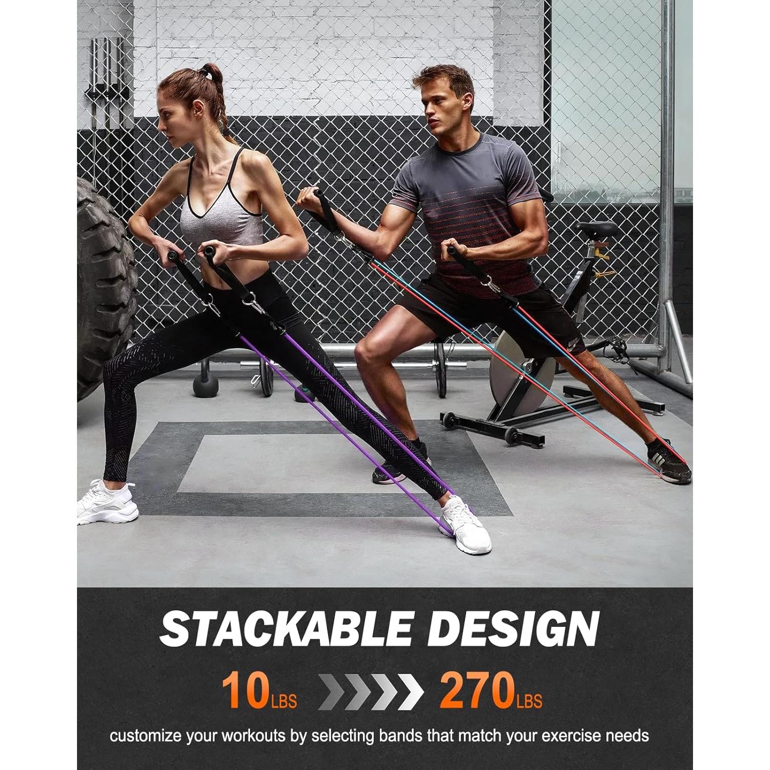 Bandas de Resistencia Zacro 270 lbs con Mangos - Entrenamiento en Casa