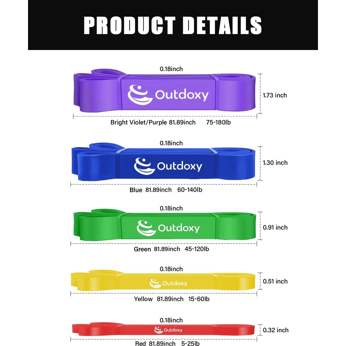Conjunto de 5 Bandas de Resistencia OUTDOXY para Ejercicio