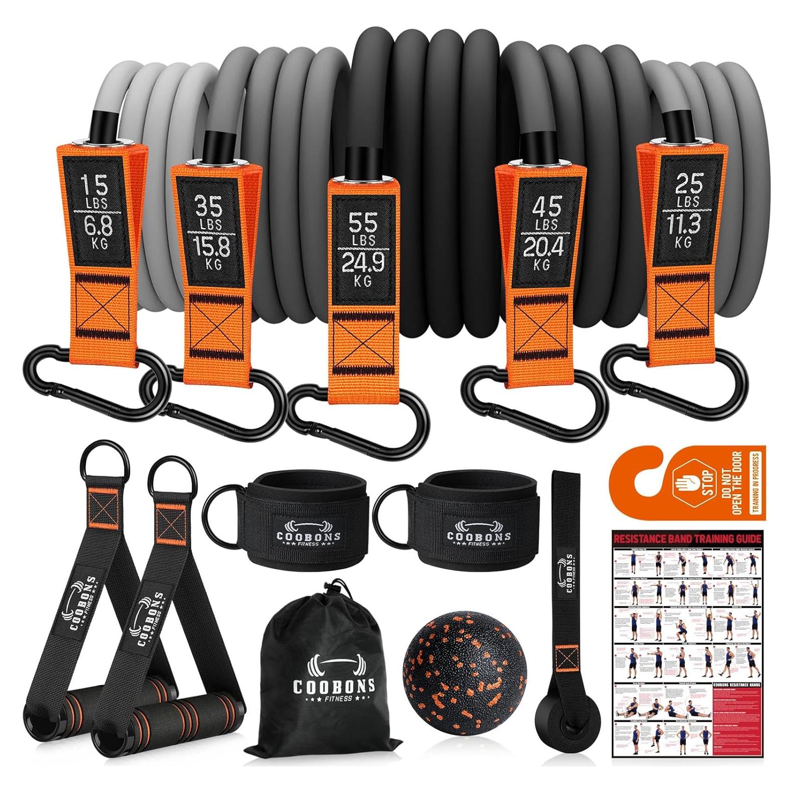 Bandas de Resistencia COOBONS 175LBS con Mangos - Fitness