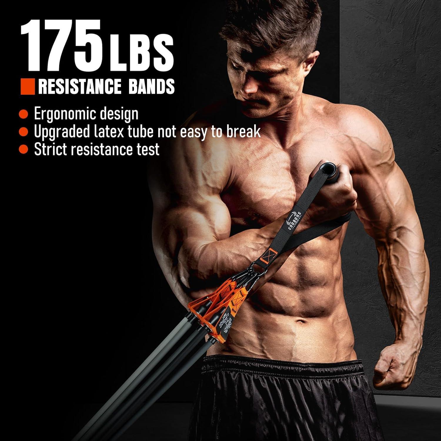 Bandas de Resistencia COOBONS 175LBS con Mangos - Fitness