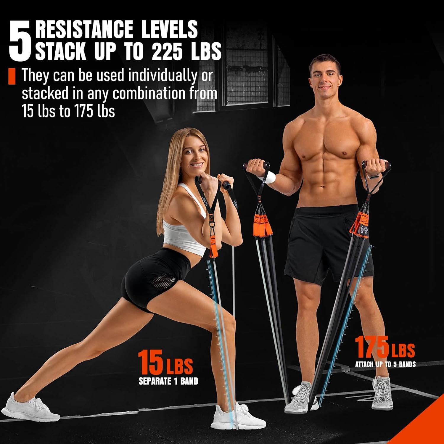 Bandas de Resistencia COOBONS 175LBS con Mangos - Fitness