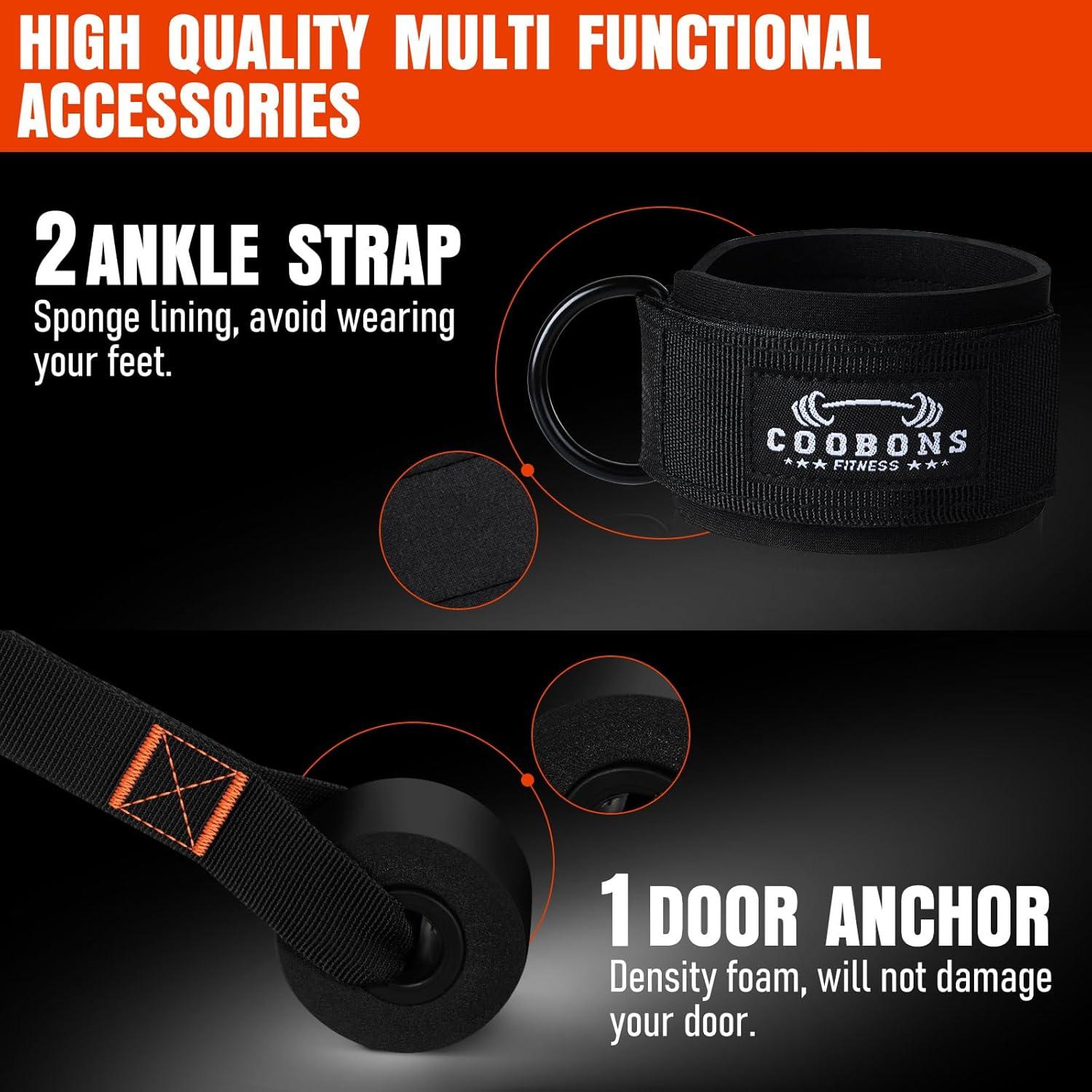 Bandas de Resistencia COOBONS 175LBS con Mangos - Fitness