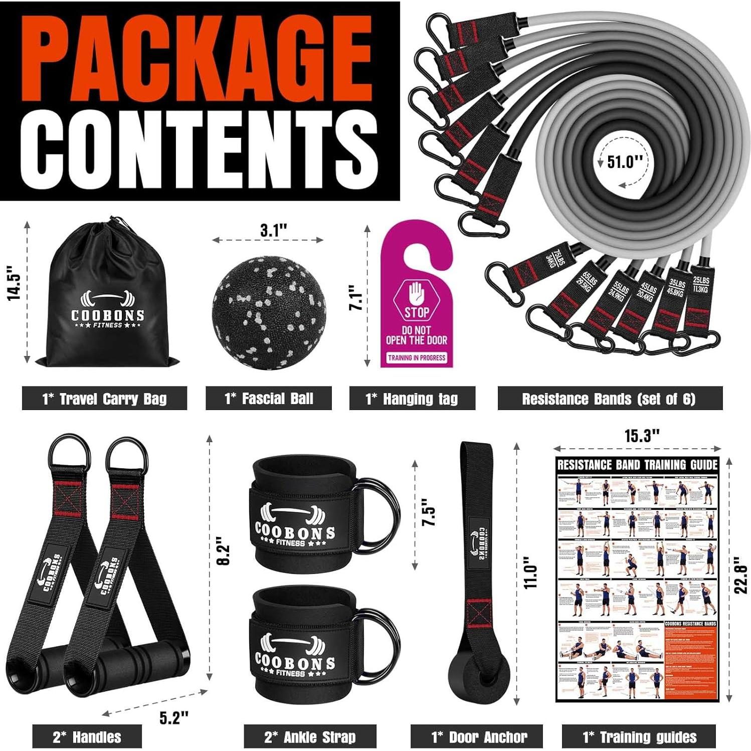 Bandas de Resistencia Pesadas COOBONS 300LBS con Mangos