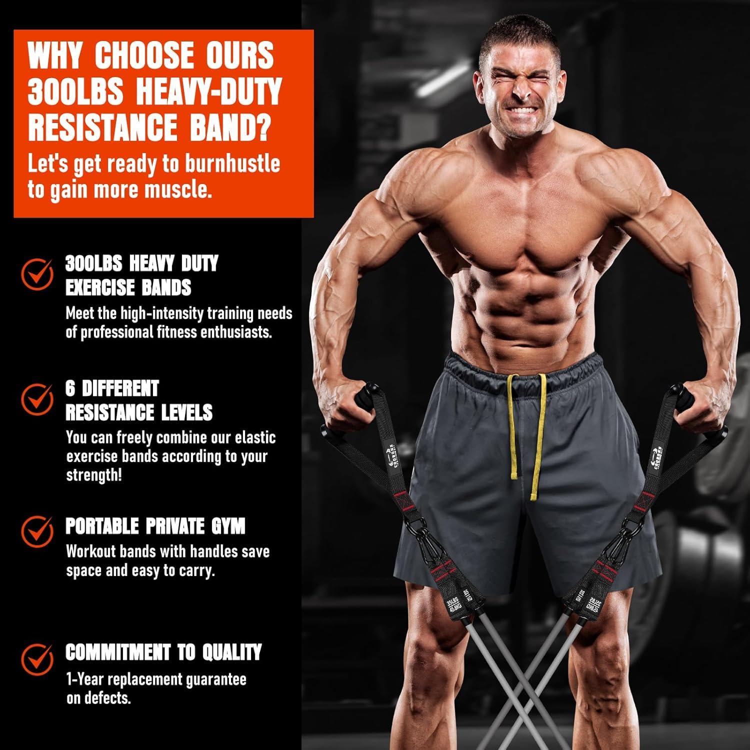 Bandas de Resistencia Pesadas COOBONS 300LBS con Mangos