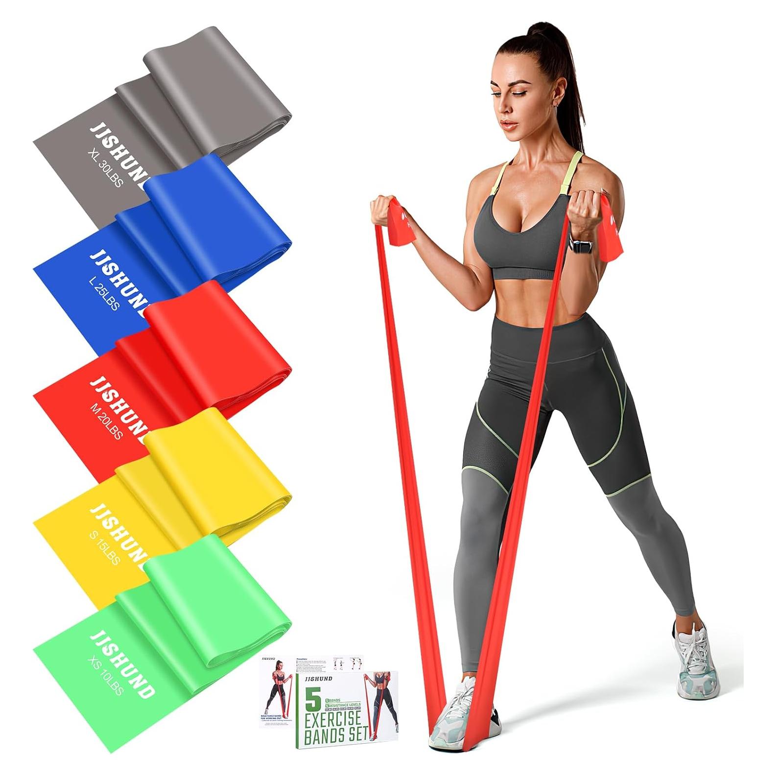 Conjunto de 5 Bandas de Resistencia jjshund 1.5m para Fitness