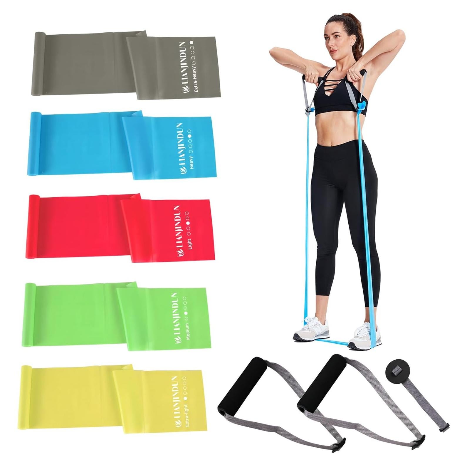 Professional Resistance Bands. Latex-Free, Work Out Bands, Stretch Bands for Working Out Women or Men, Exercise Bands Set for Physical Therapy (Colour Set (5-30lbs) - Includes Accessories)