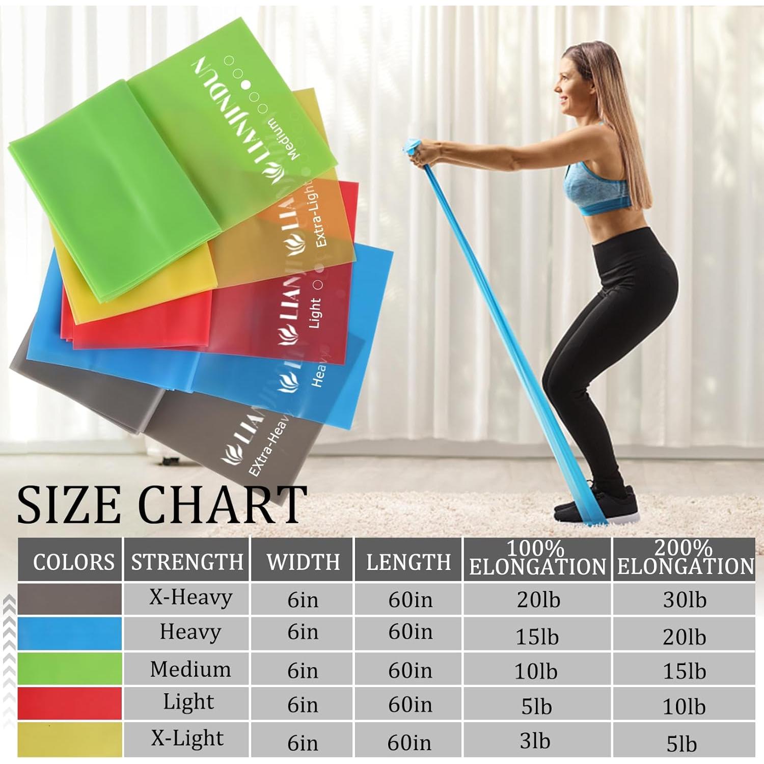 Professional Resistance Bands. Latex-Free, Work Out Bands, Stretch Bands for Working Out Women or Men, Exercise Bands Set for Physical Therapy (Colour Set (5-30lbs) - Includes Accessories)