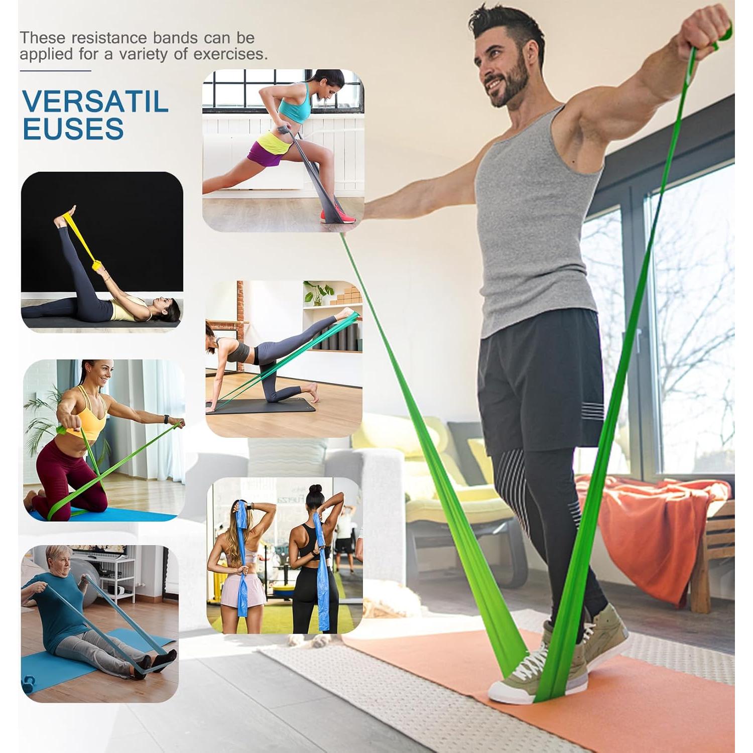 Professional Resistance Bands. Latex-Free, Work Out Bands, Stretch Bands for Working Out Women or Men, Exercise Bands Set for Physical Therapy (Colour Set (5-30lbs) - Includes Accessories)