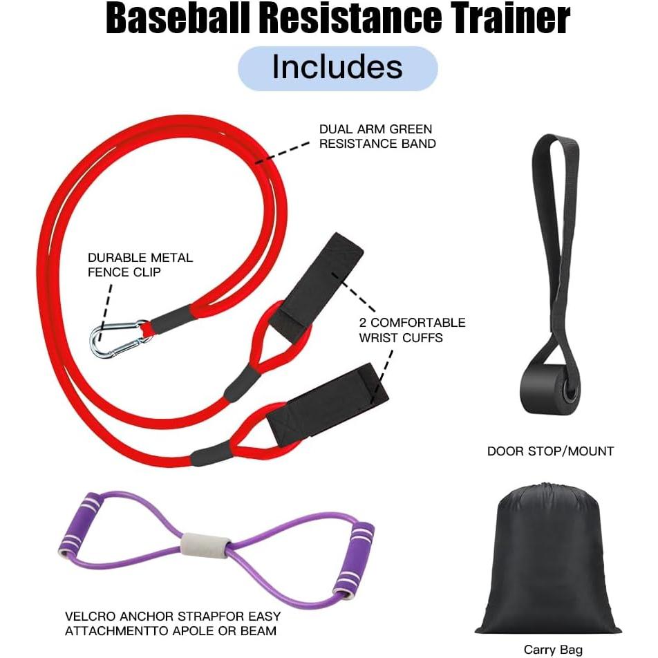 Baseball Softball Resistance Training Bands - Pitching Trainer and Arm Trainer for Pitching Arm Strength Throwing Warm up Stretching