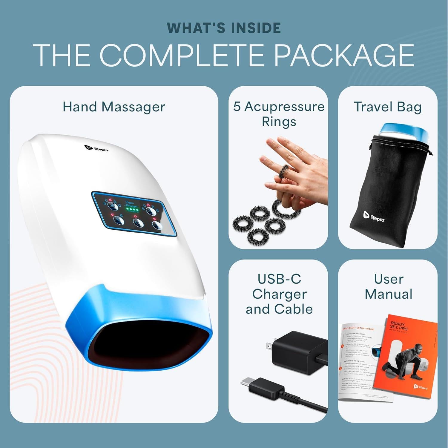 Masajeador de Mano LifePro Legra con Calor y Compresión