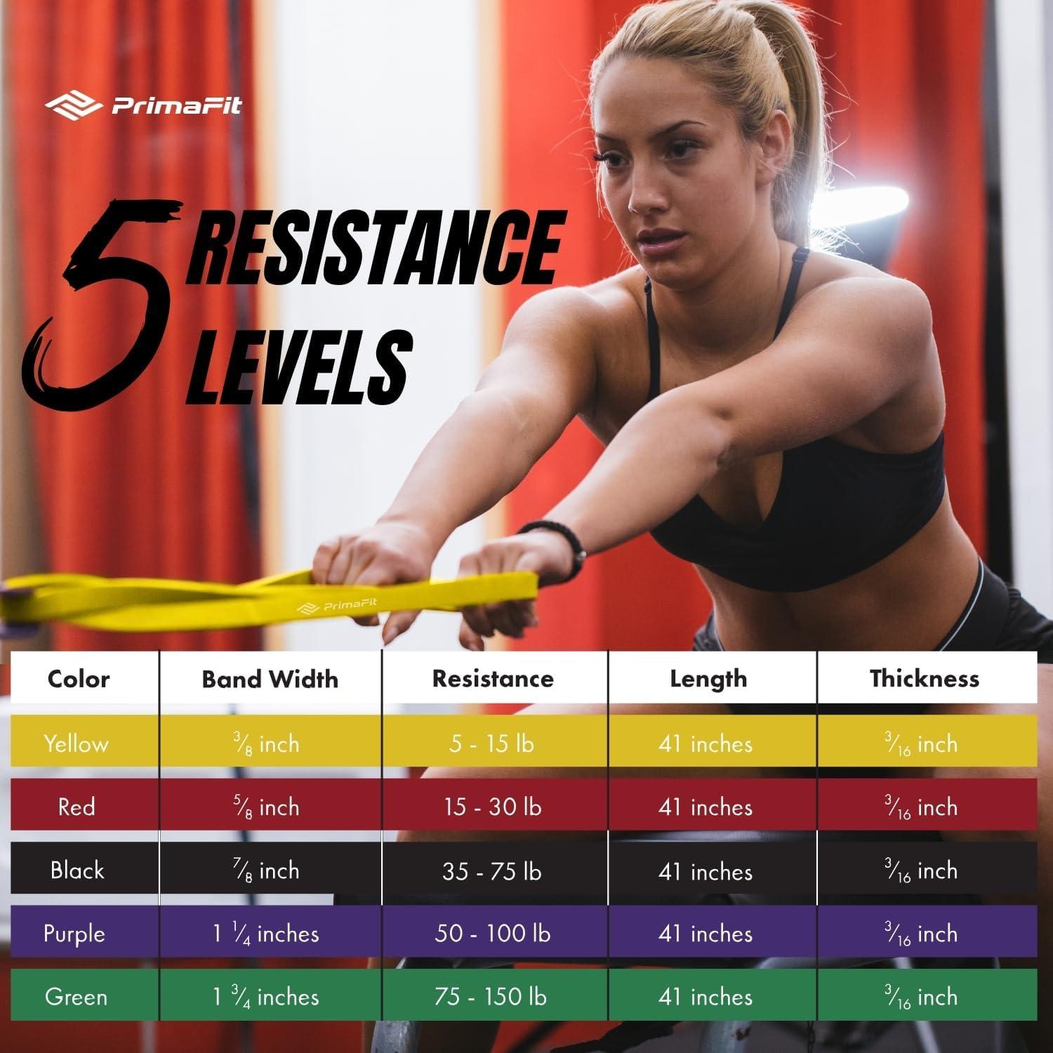 Bandas de Resistencia PrimaFit 5-Pack - Entrenamiento y Estiramiento