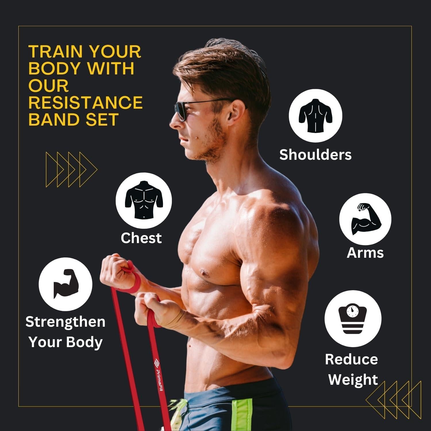 Bandas de Resistencia PrimaFit 5-Pack - Entrenamiento y Estiramiento