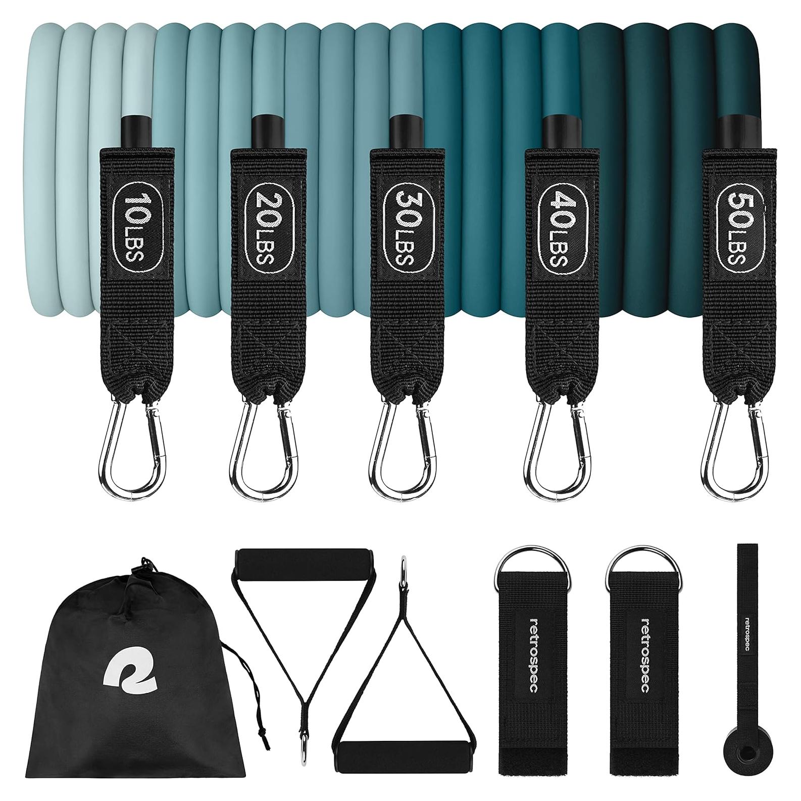 Bandas de Resistencia Retrospec Train 5pc con Mangos y Ancla