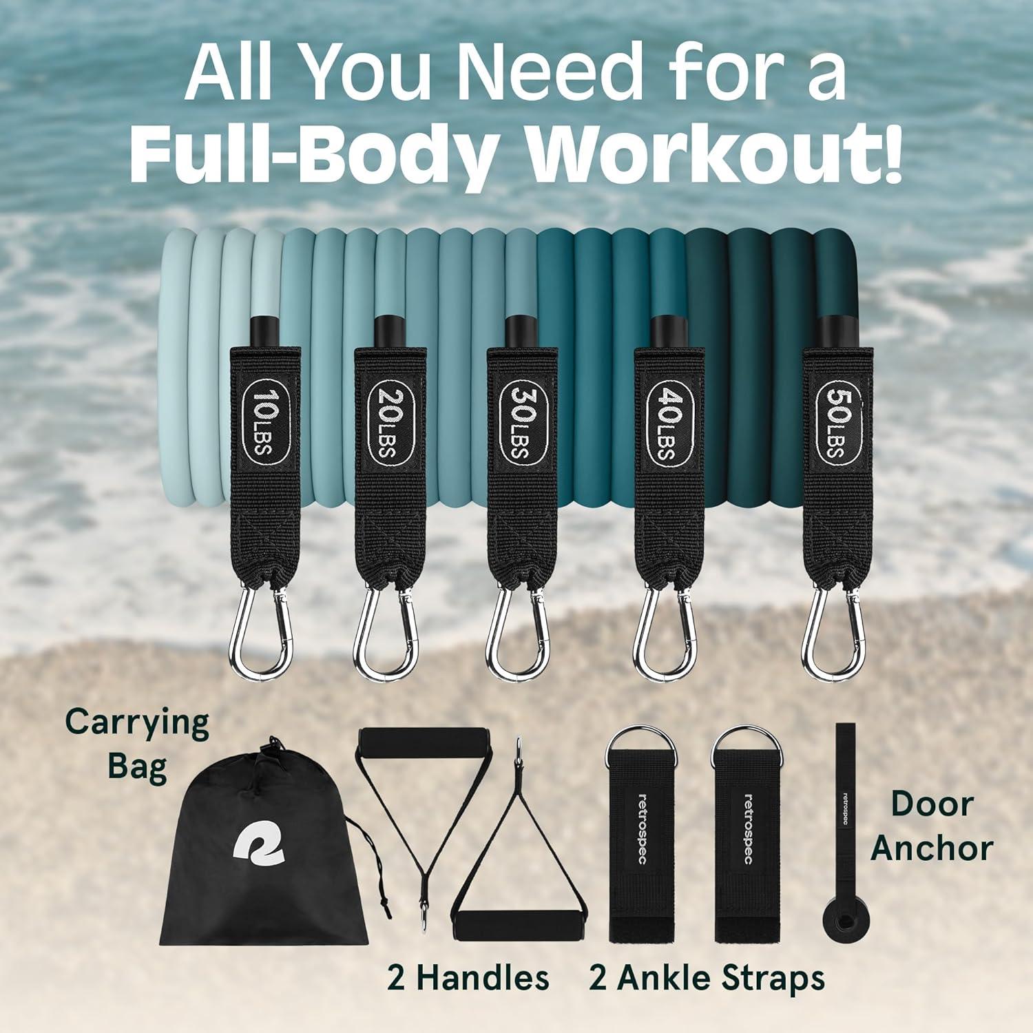 Bandas de Resistencia Retrospec Train 5pc con Mangos y Ancla