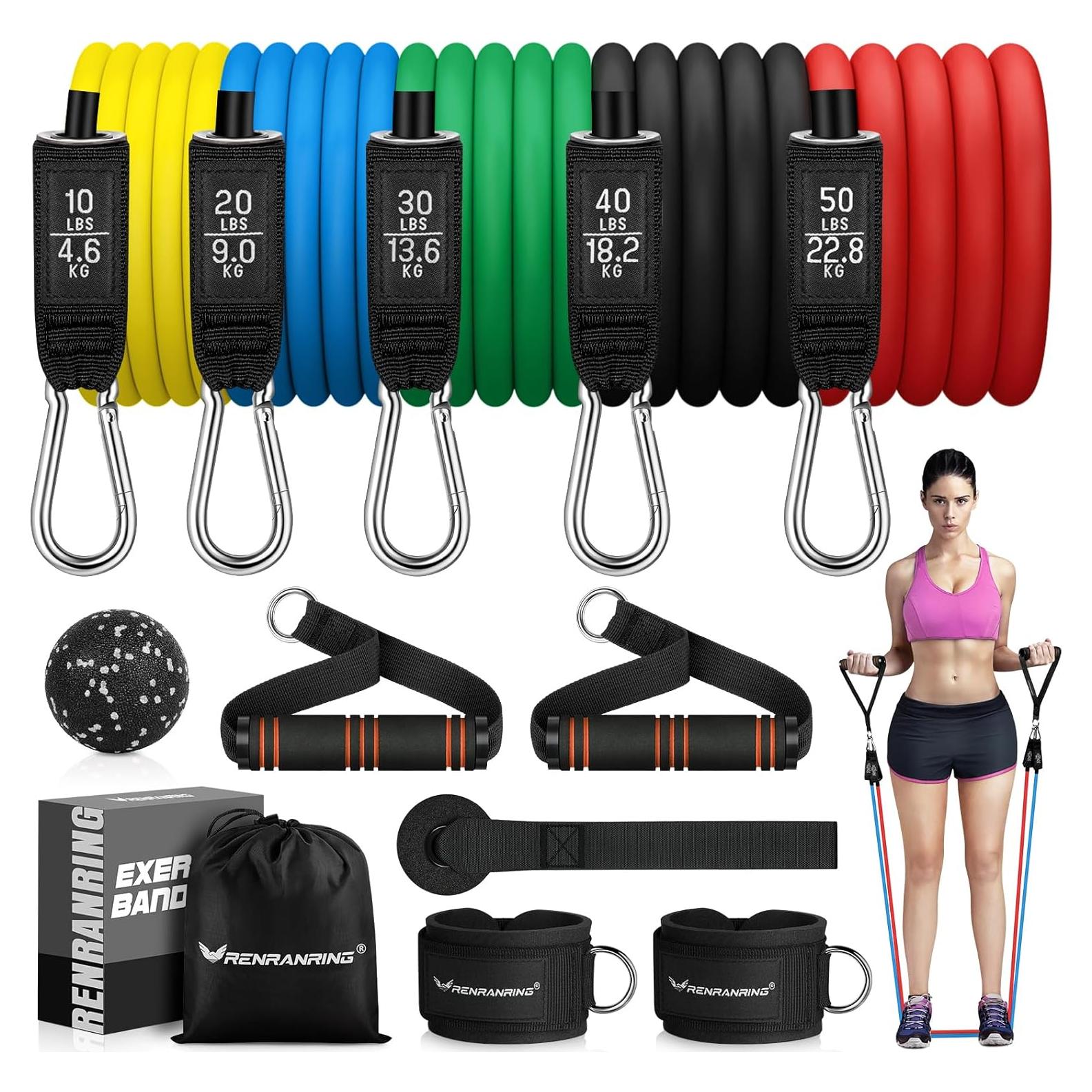 Bandas de Resistencia RENRANRING 68 kg con Mangos - 5 Niveles