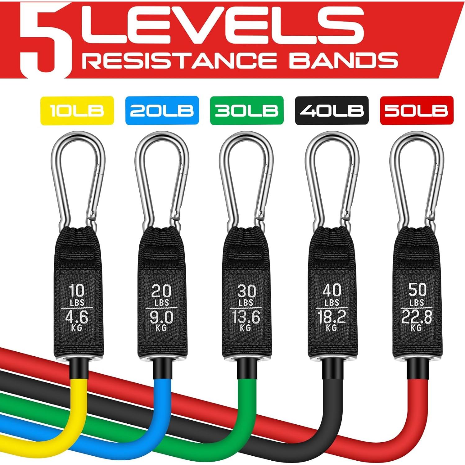 Bandas de Resistencia RENRANRING 68 kg con Mangos - 5 Niveles