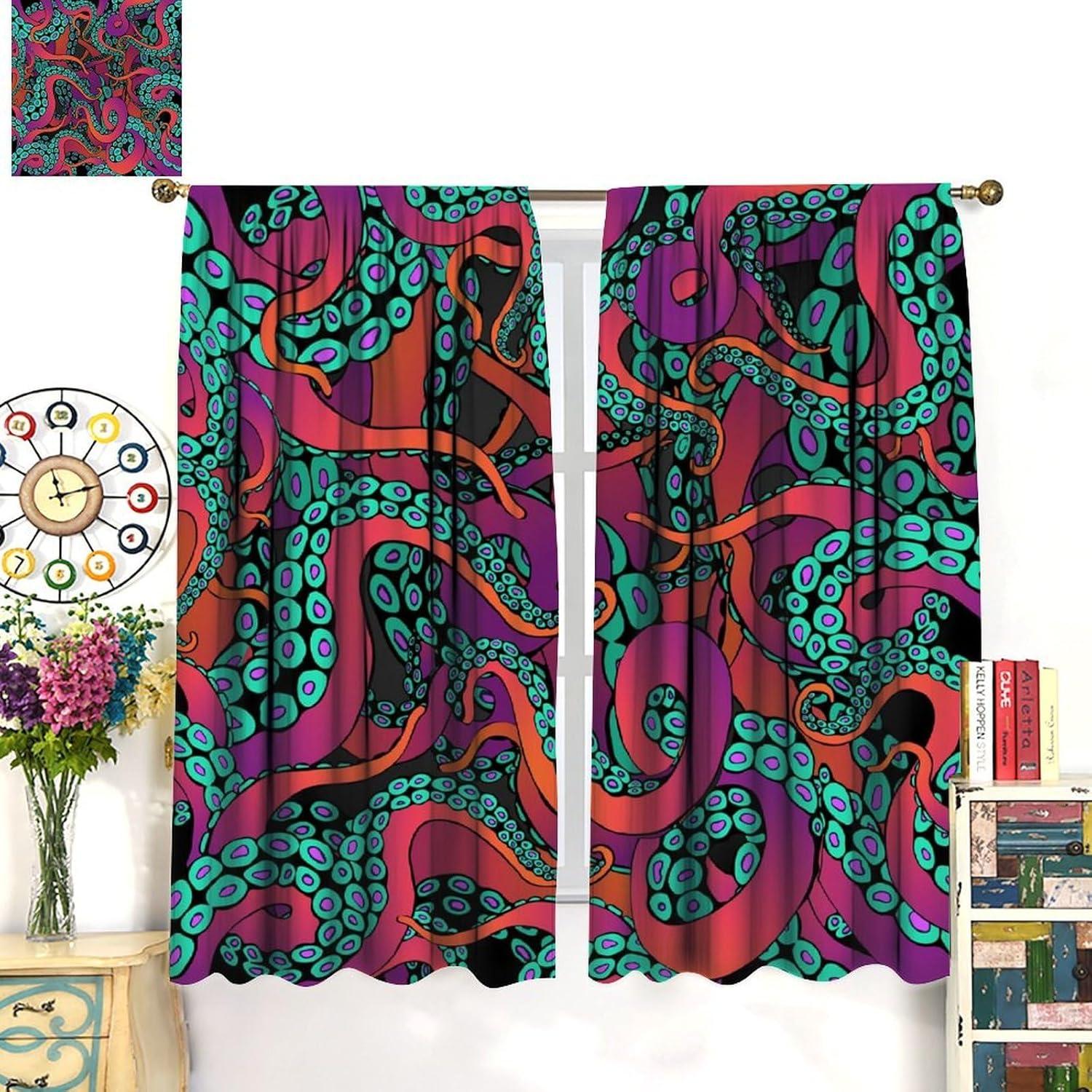 Cortinas AAVEUP Pulpo 2 Paneles 53x113 cm Decorativas