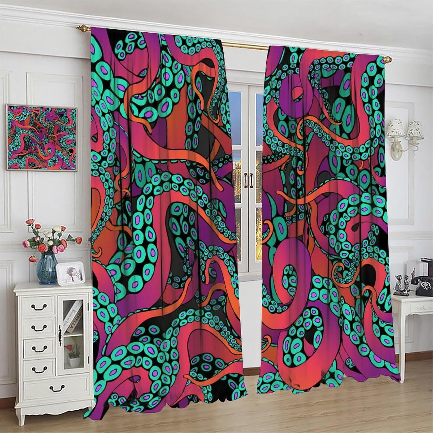 Cortinas AAVEUP Pulpo 2 Paneles 53x113 cm Decorativas