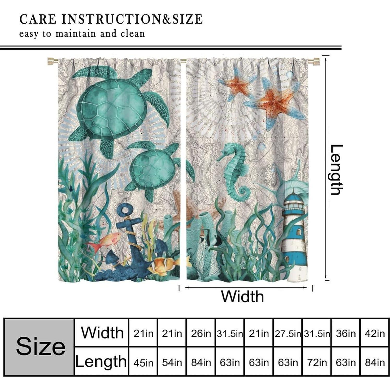 Cortinas Oscurecimiento AAVEUP 2 Paneles 106x213 cm Tortugas