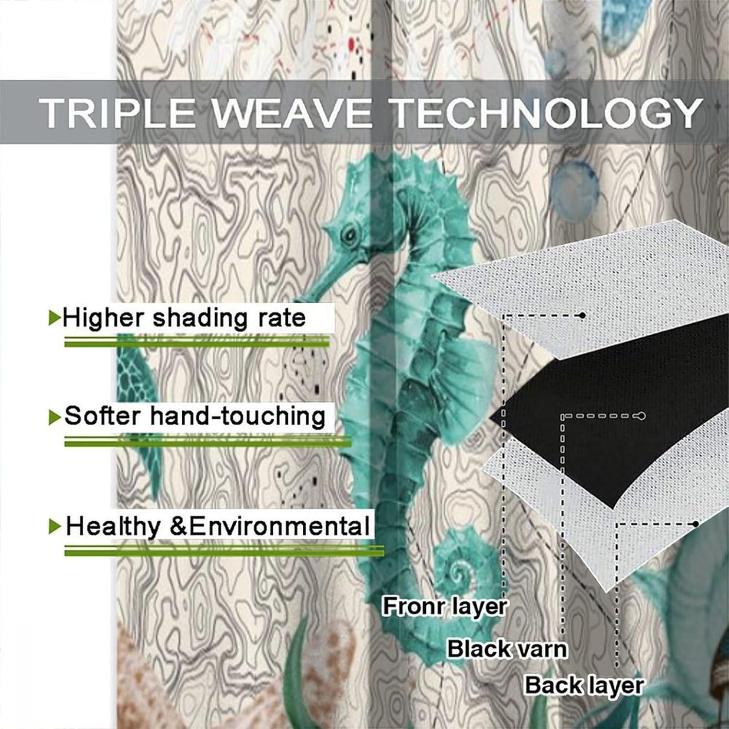 Cortinas Oscurecimiento AAVEUP 2 Paneles 106x213 cm Tortugas