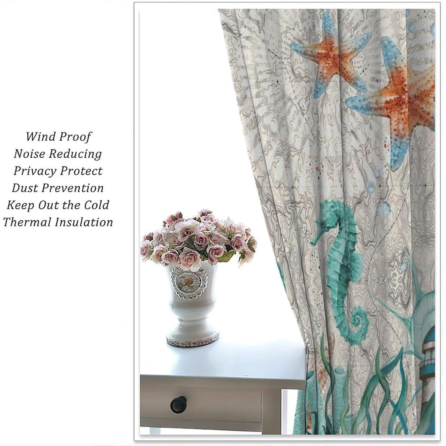 Cortinas Oscurecimiento AAVEUP 2 Paneles 106x213 cm Tortugas