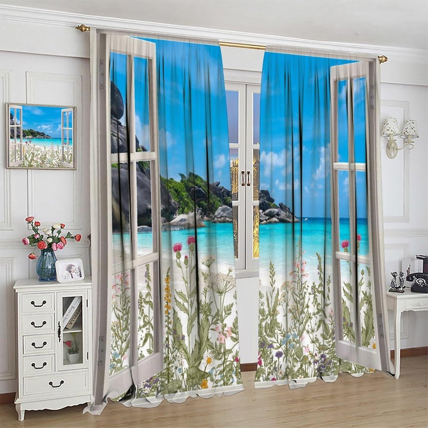 Cortinas Blackout AAVEUP 53x160 cm Playa Art Deco