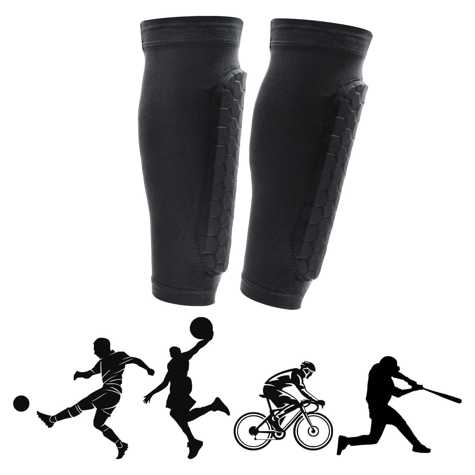 Espinilleras de Fútbol Aeloer con Mangas de Compresión - Negro