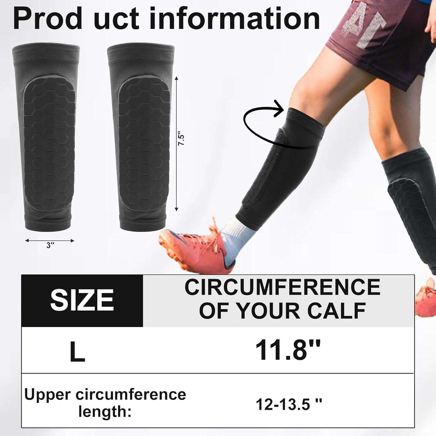 Espinilleras de Fútbol Aeloer con Mangas de Compresión - Negro