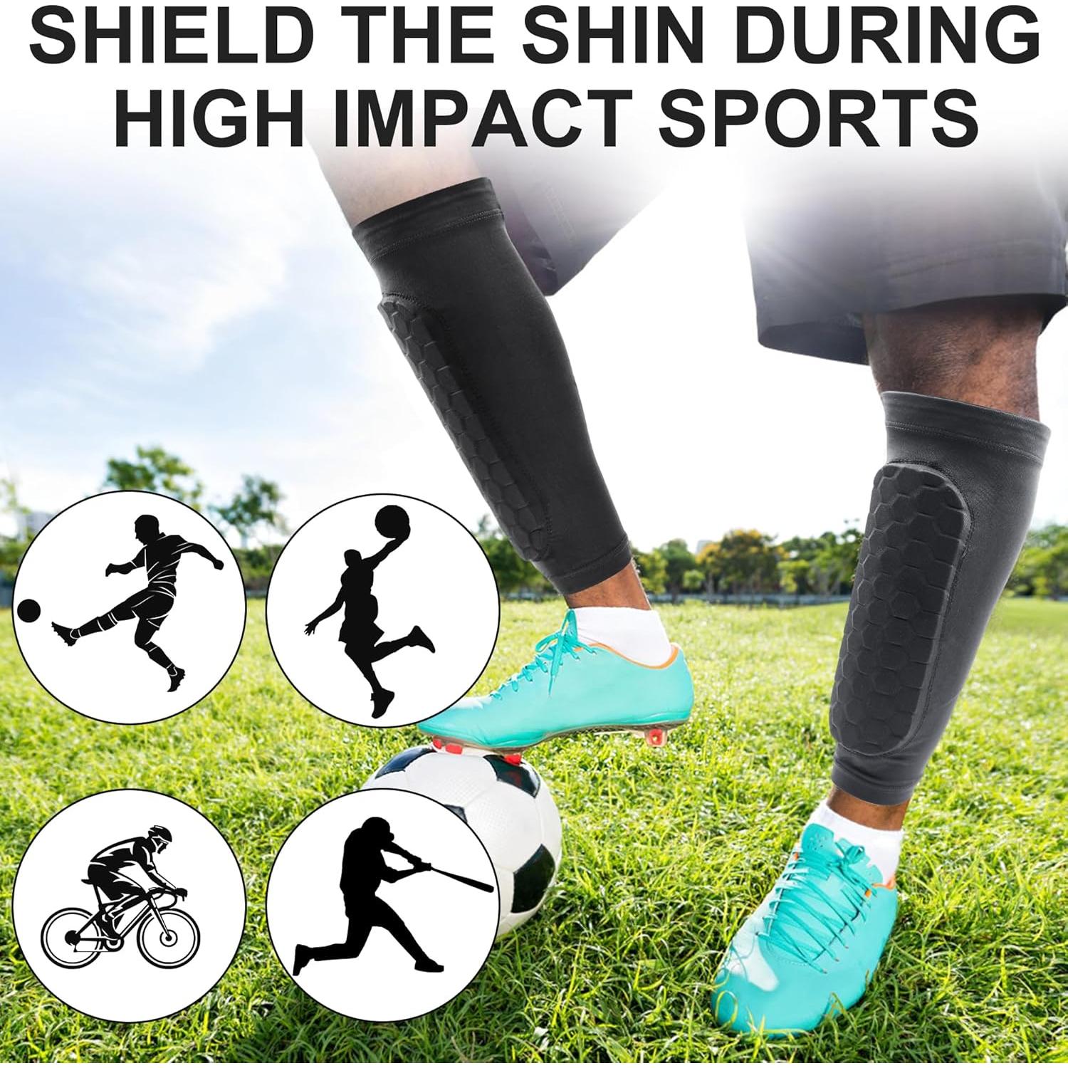 Espinilleras de Fútbol Aeloer con Mangas de Compresión - Negro