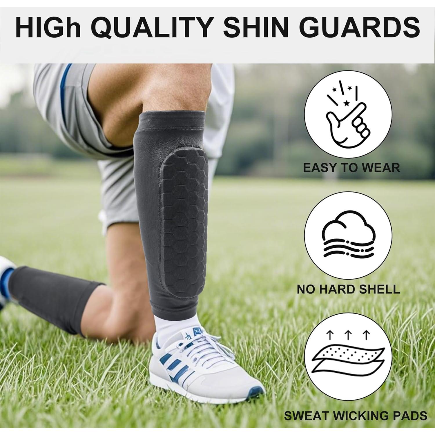 Espinilleras de Fútbol Aeloer con Mangas de Compresión - Negro