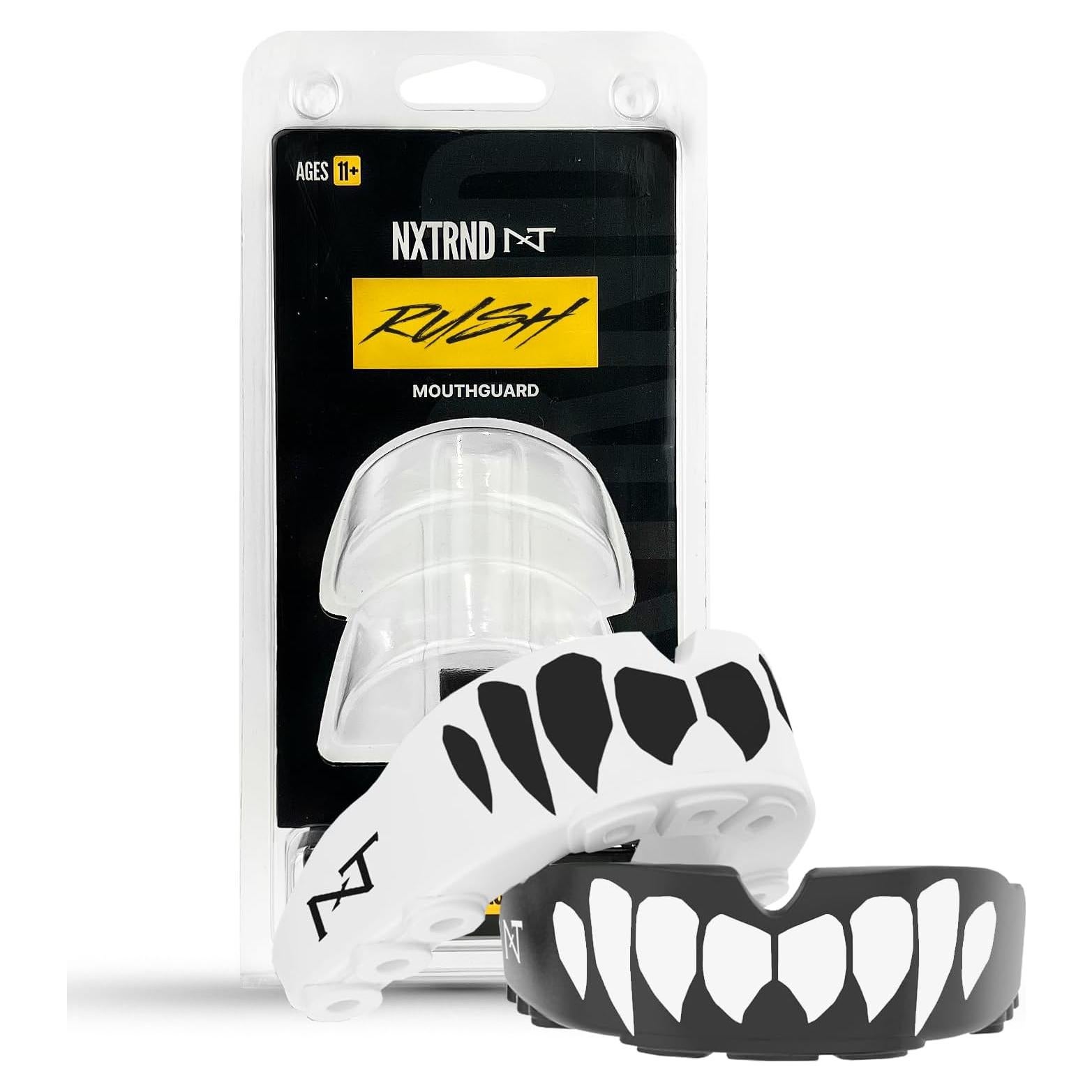 Protector Bucal NXTRND Rush para Boxeo - Colmillos Negros y Blancos