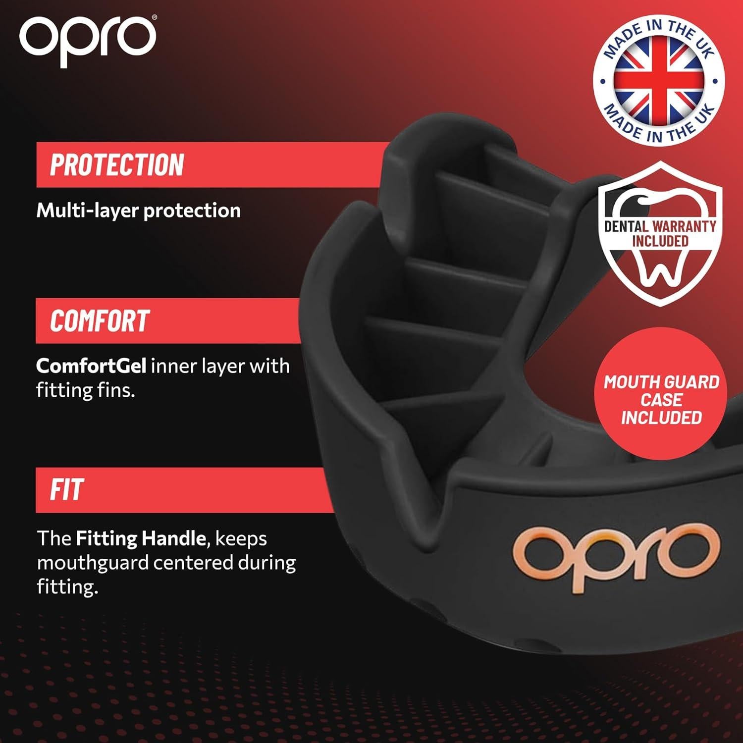 Protector Bucal OPRO Nivel Bronce Adulto UFC Rojo - Ajuste Personalizado