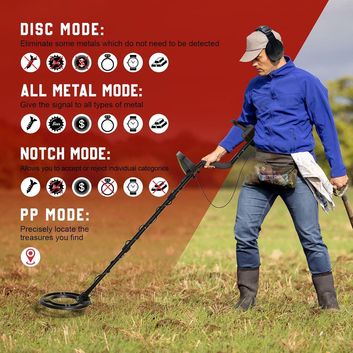 Detector de Metales Buytes IP68 LCD 4 Modos 152 cm