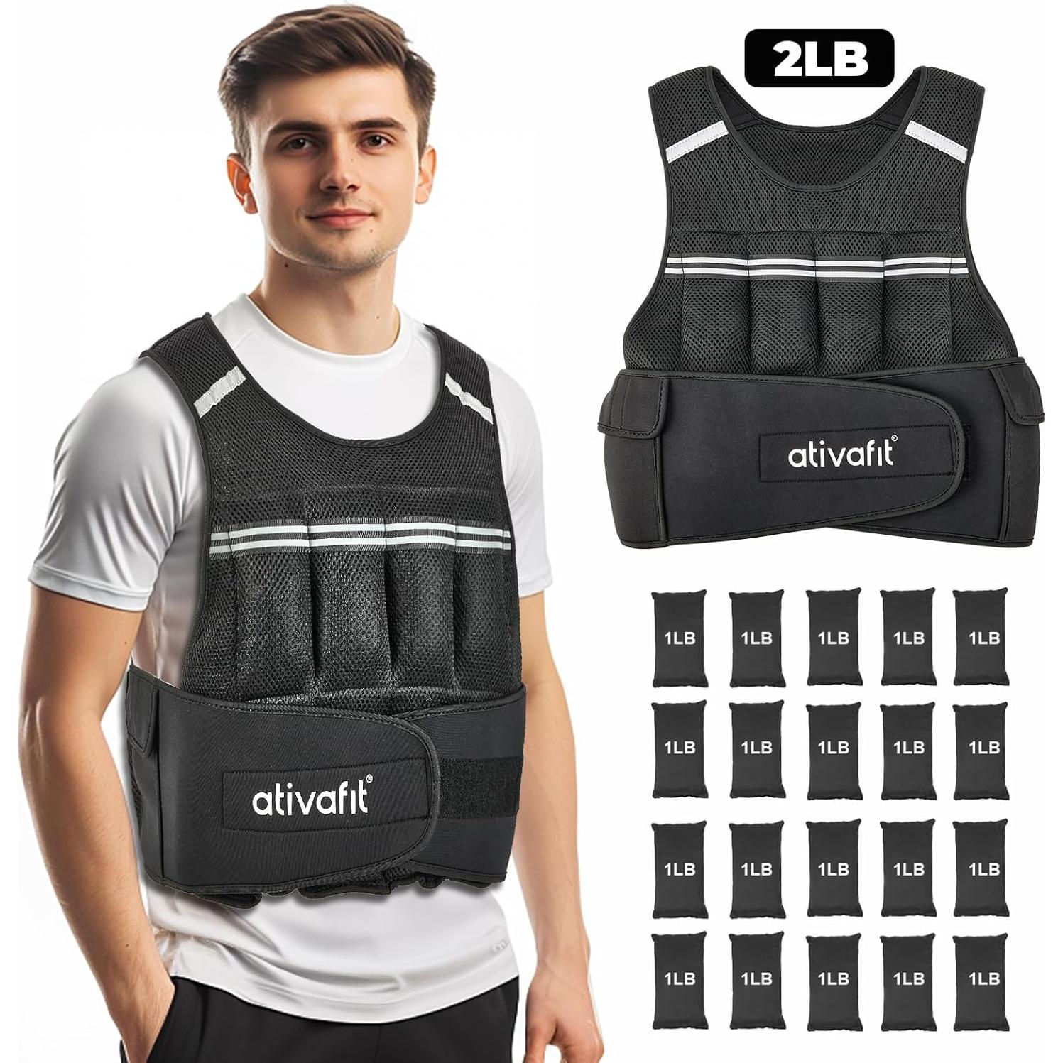 Chaleco con peso ajustable Ativafit 9.97 kg para entrenamiento