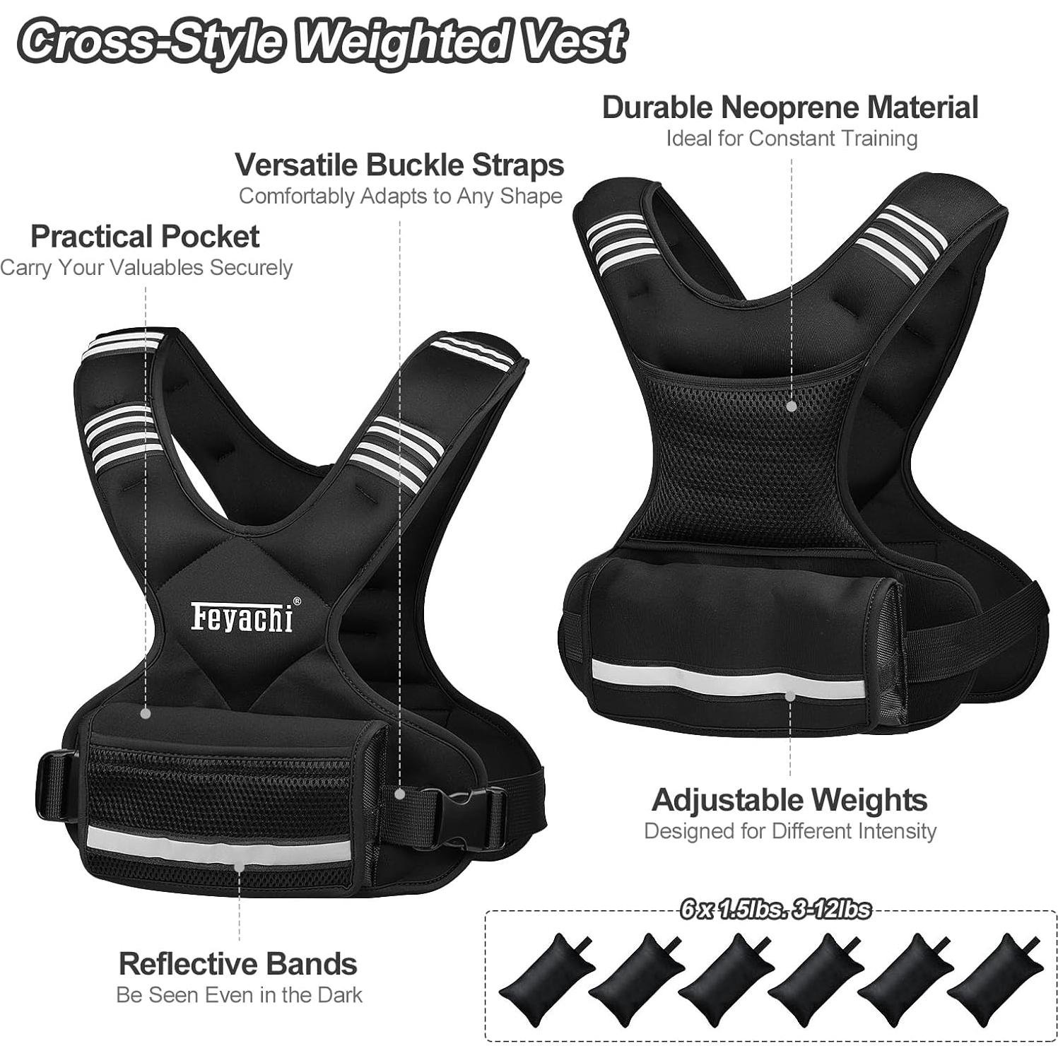 Chaleco con peso ajustable Feyachi 1.4kg a 5.4kg para entrenamiento