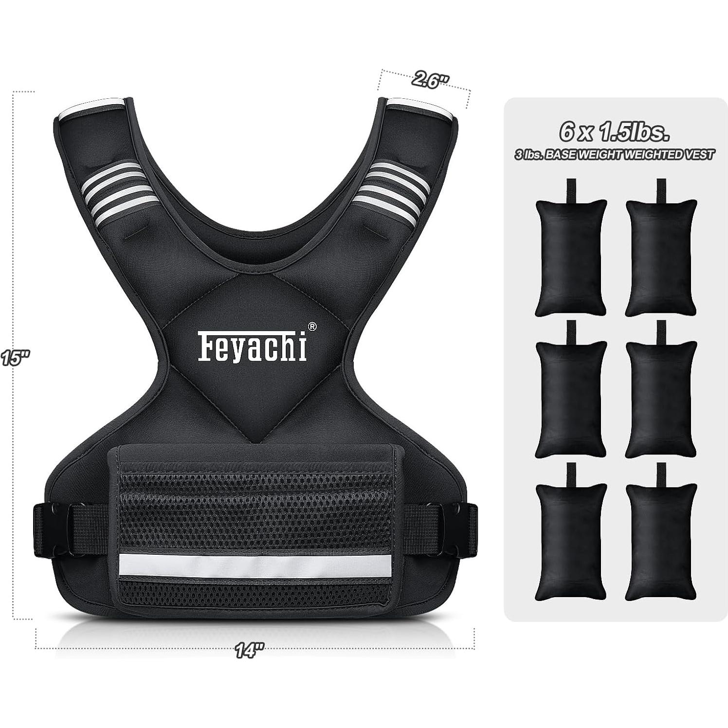 Chaleco con peso ajustable Feyachi 1.4kg a 5.4kg para entrenamiento