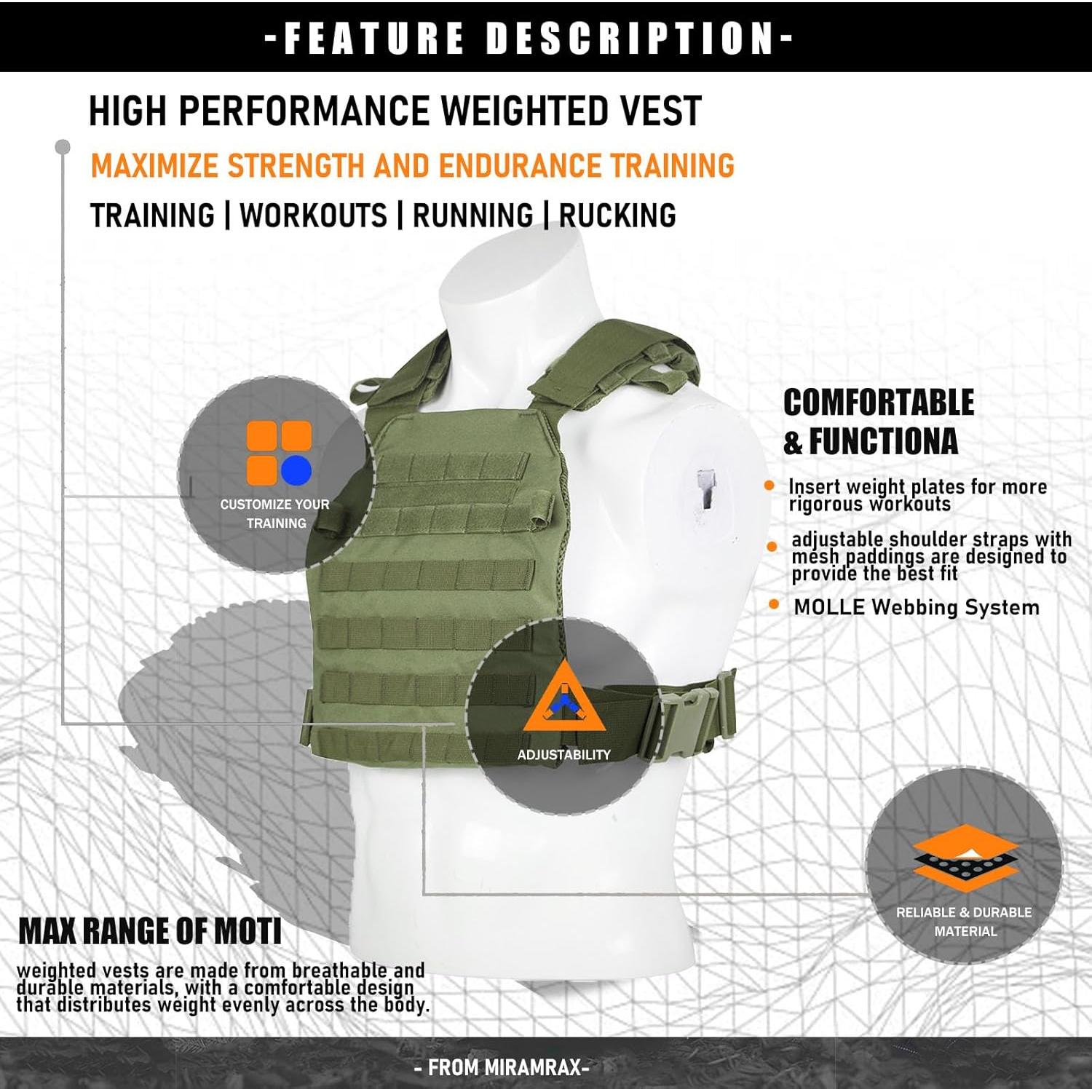 Chaleco con Peso Ajustable Miramrax para Entrenamiento Fitness