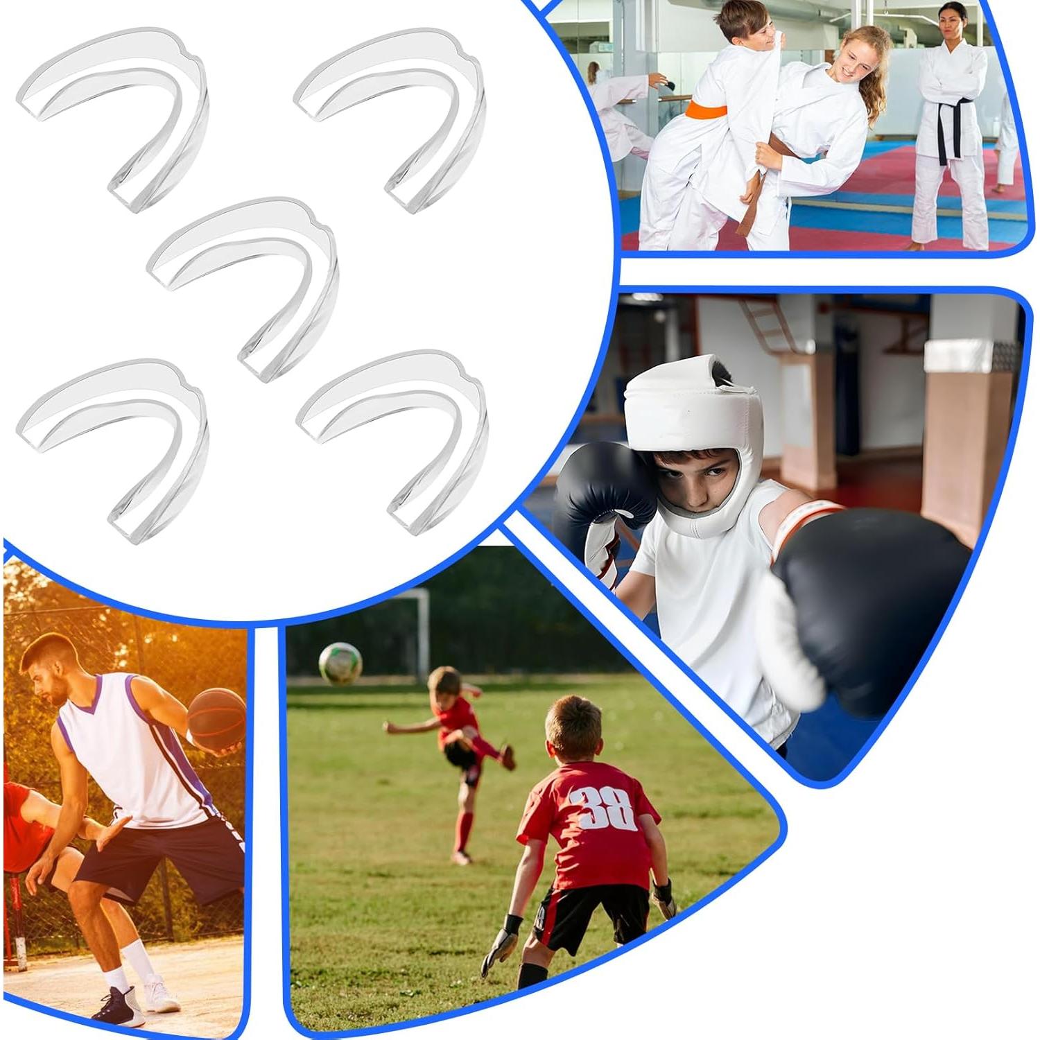 5 Protectores Bucales Deportivos Transparentes Ptwola 6.5x3.5cm