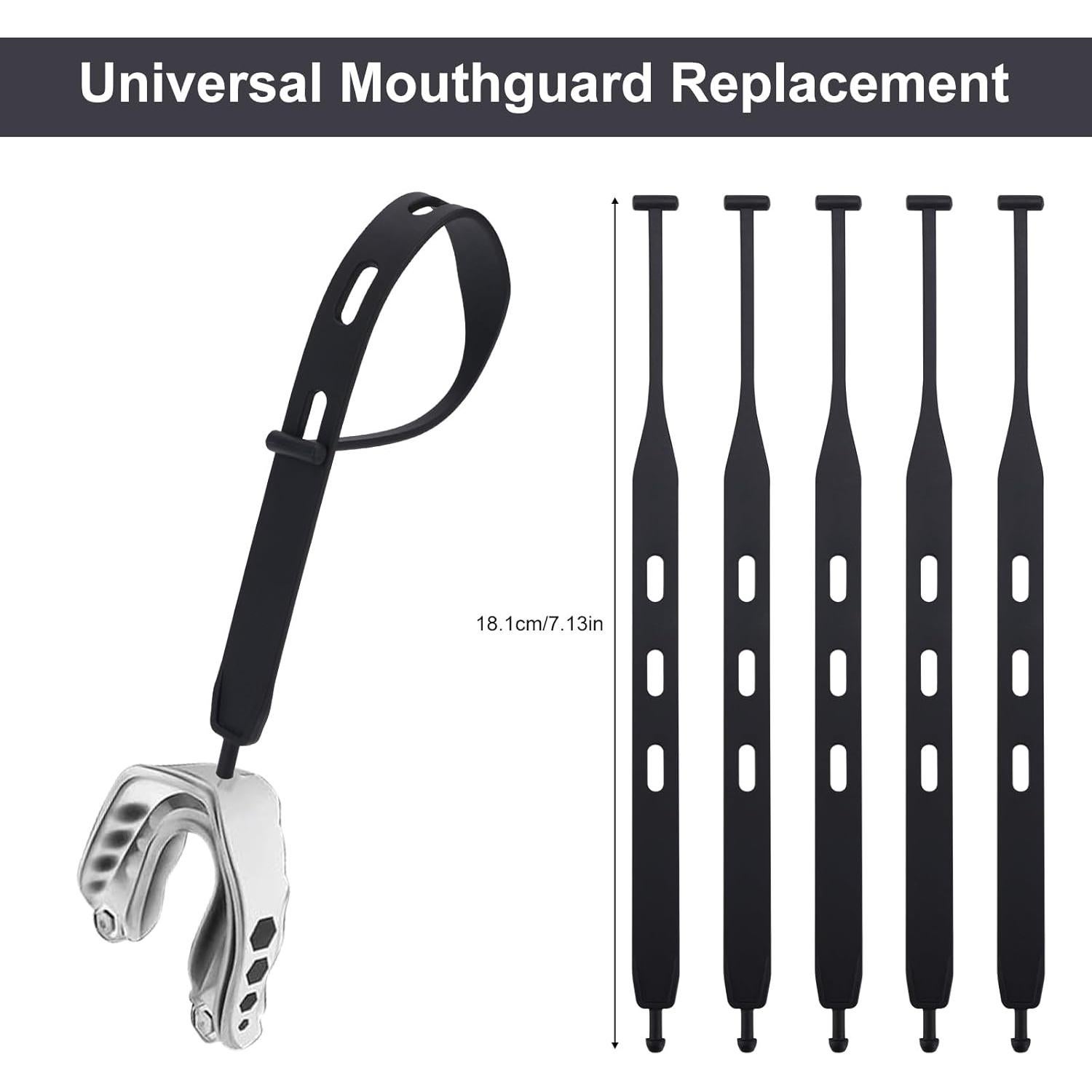 5 Correas de Protector Bucal Universal Gosknor - Negro 18.1cm