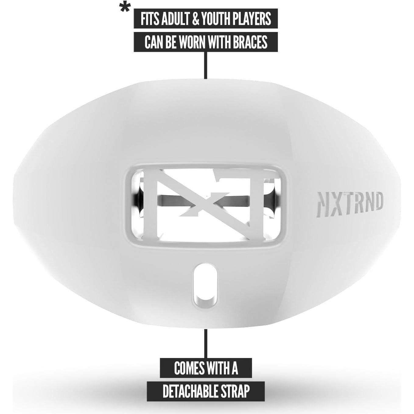 Protector Bucal de Fútbol Nxtrnd One Blanco con Correa