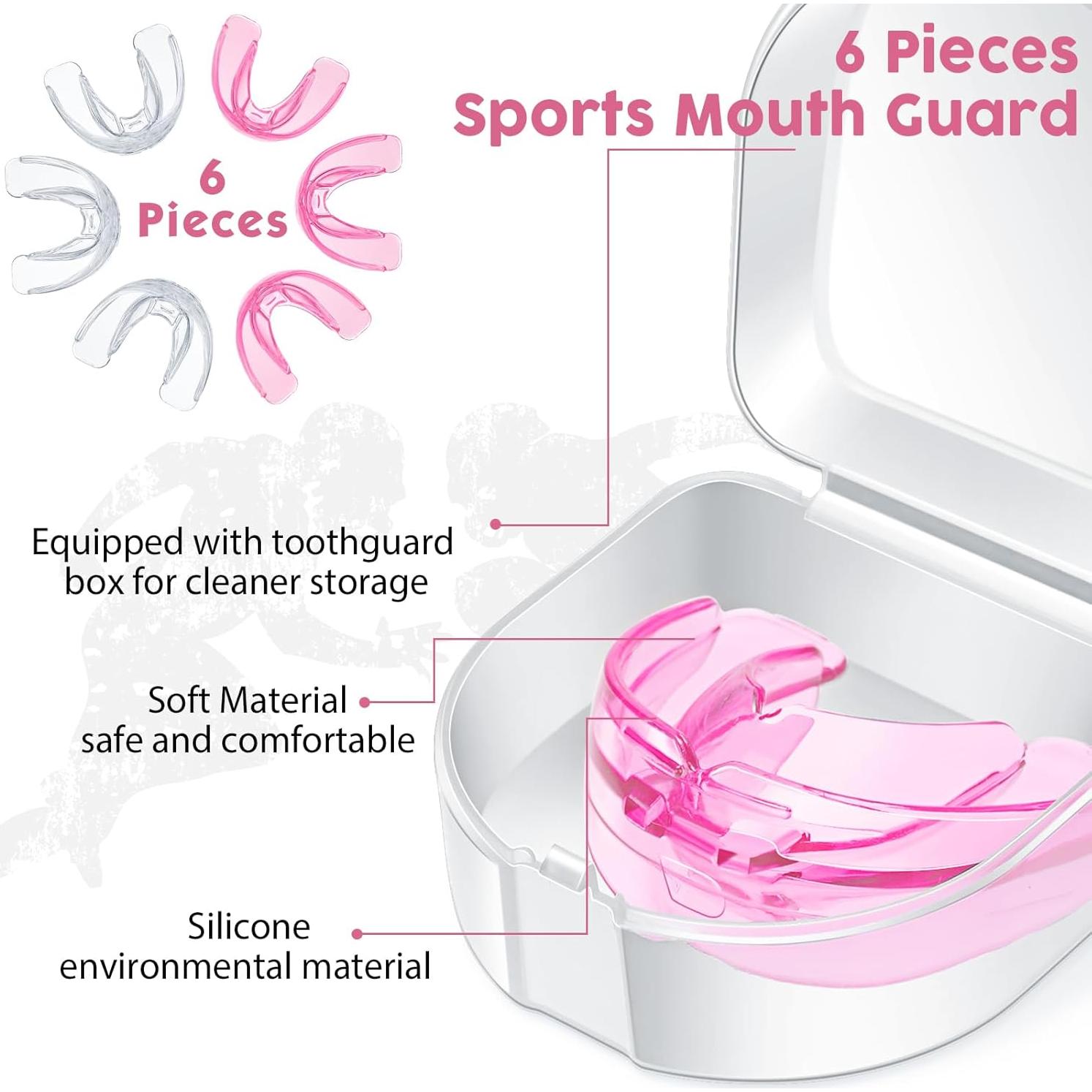 TOODOO 6 Protectores Bucales para Niños Fútbol Boxeo Rosa