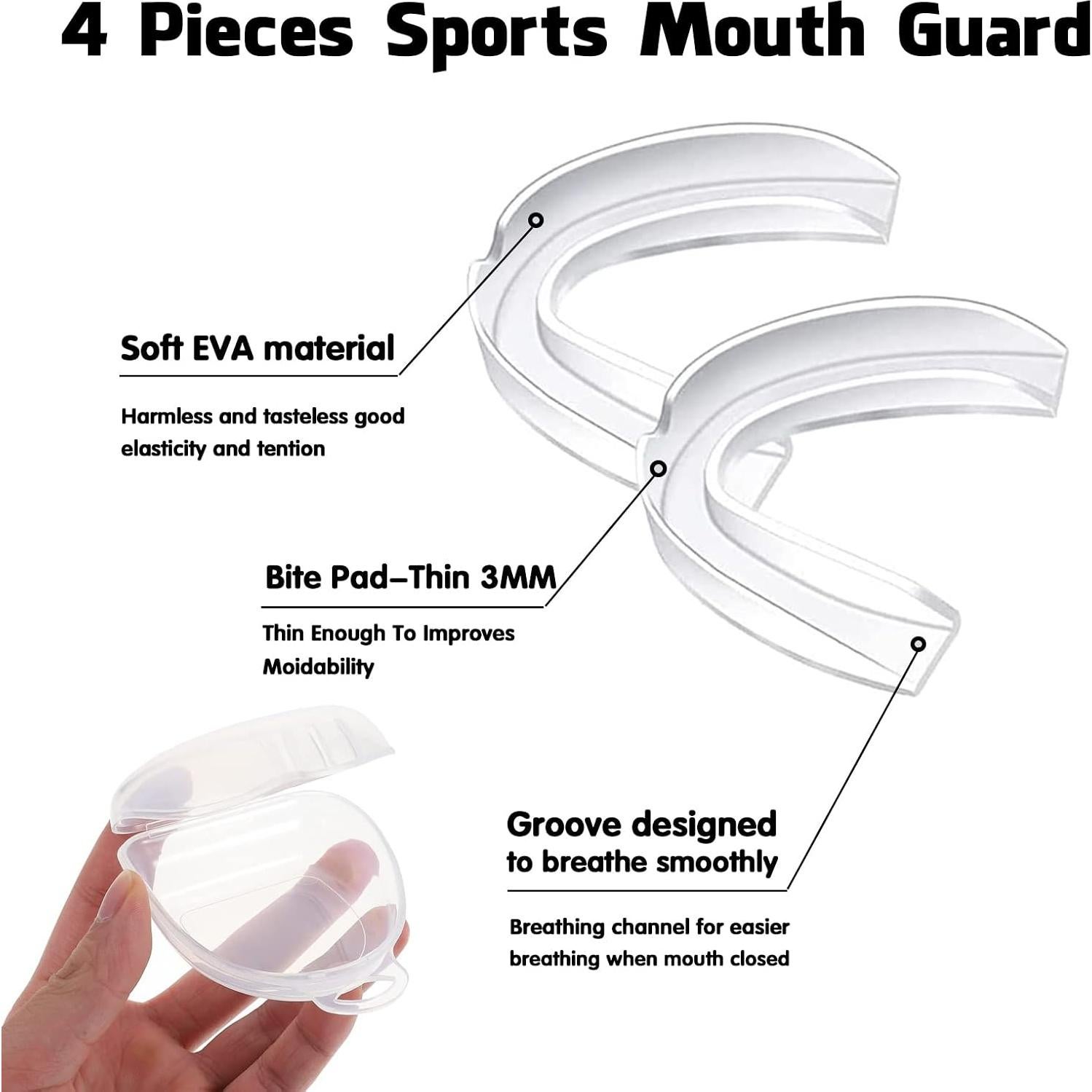 Protector Bucal Deportivo Geodurn 4 Piezas Adulto e Infantil