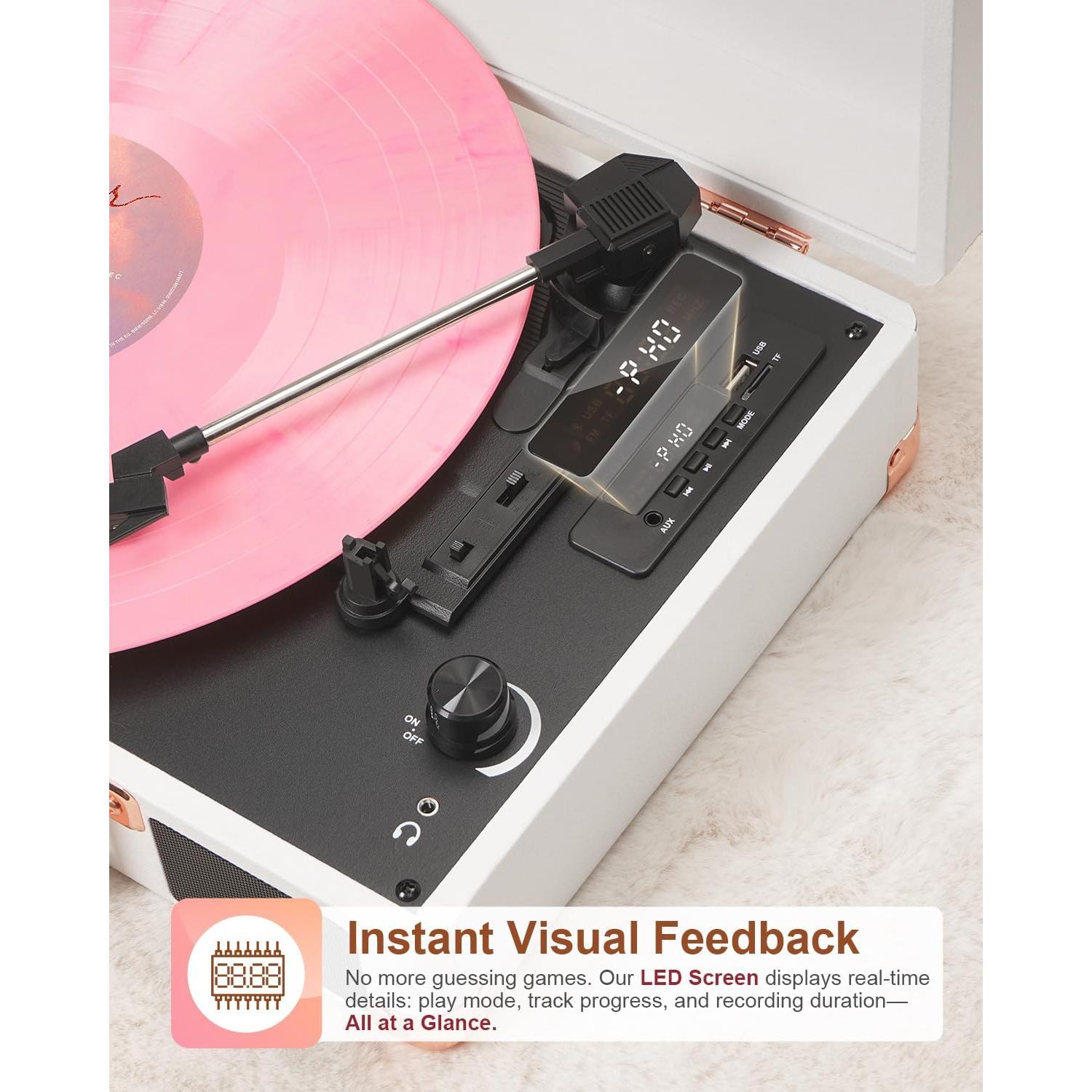 Reproductor de Vinilo Bluetooth TANLANIN TE-001WT 3 Velocidades