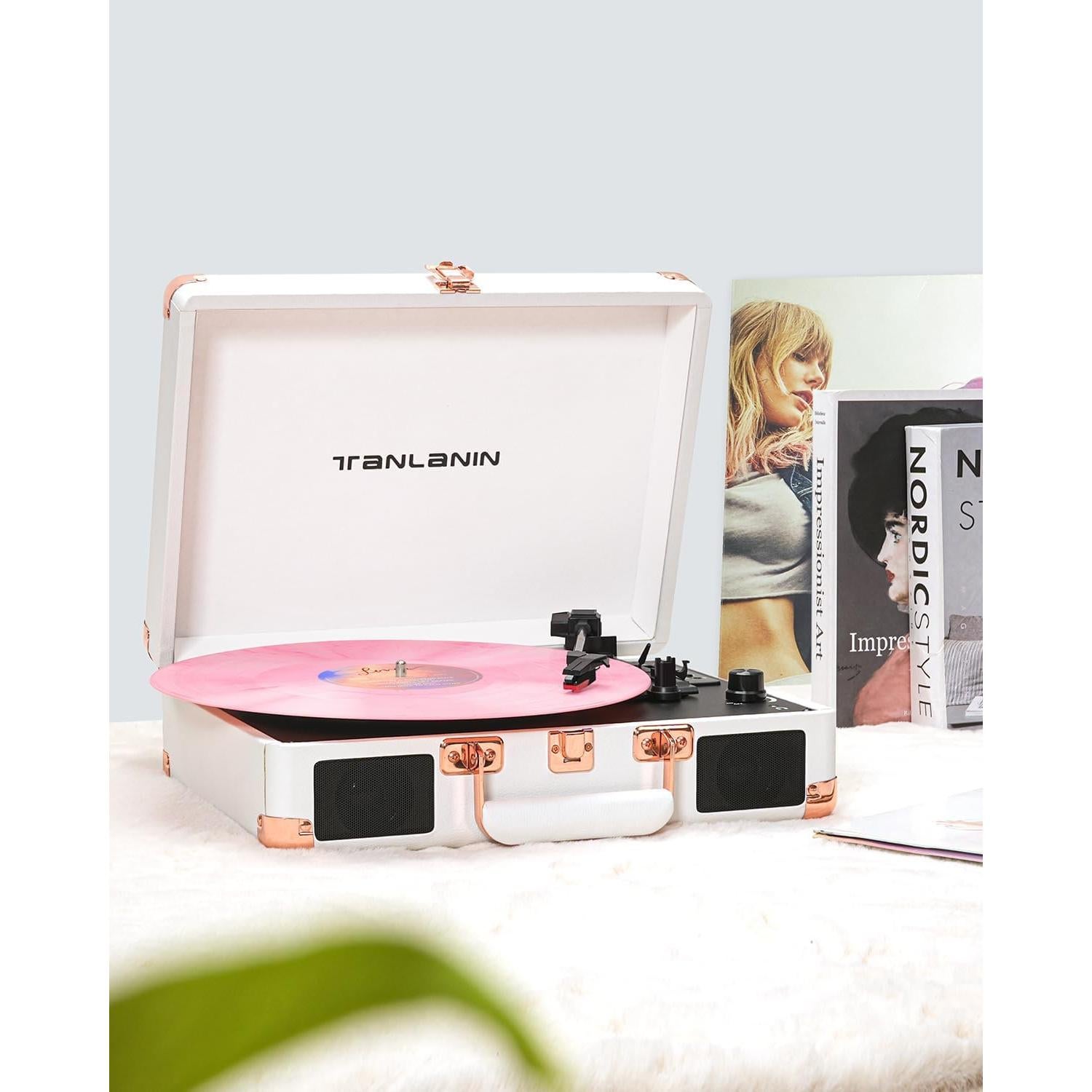 Reproductor de Vinilo Bluetooth TANLANIN TE-001WT 3 Velocidades