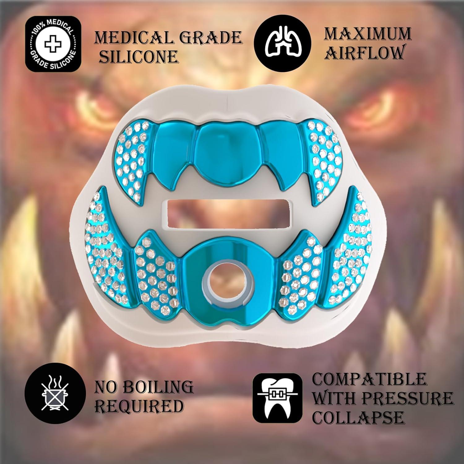 Protector Bucal LeCool 3D para Fútbol y Rugby - Blanco-Azul