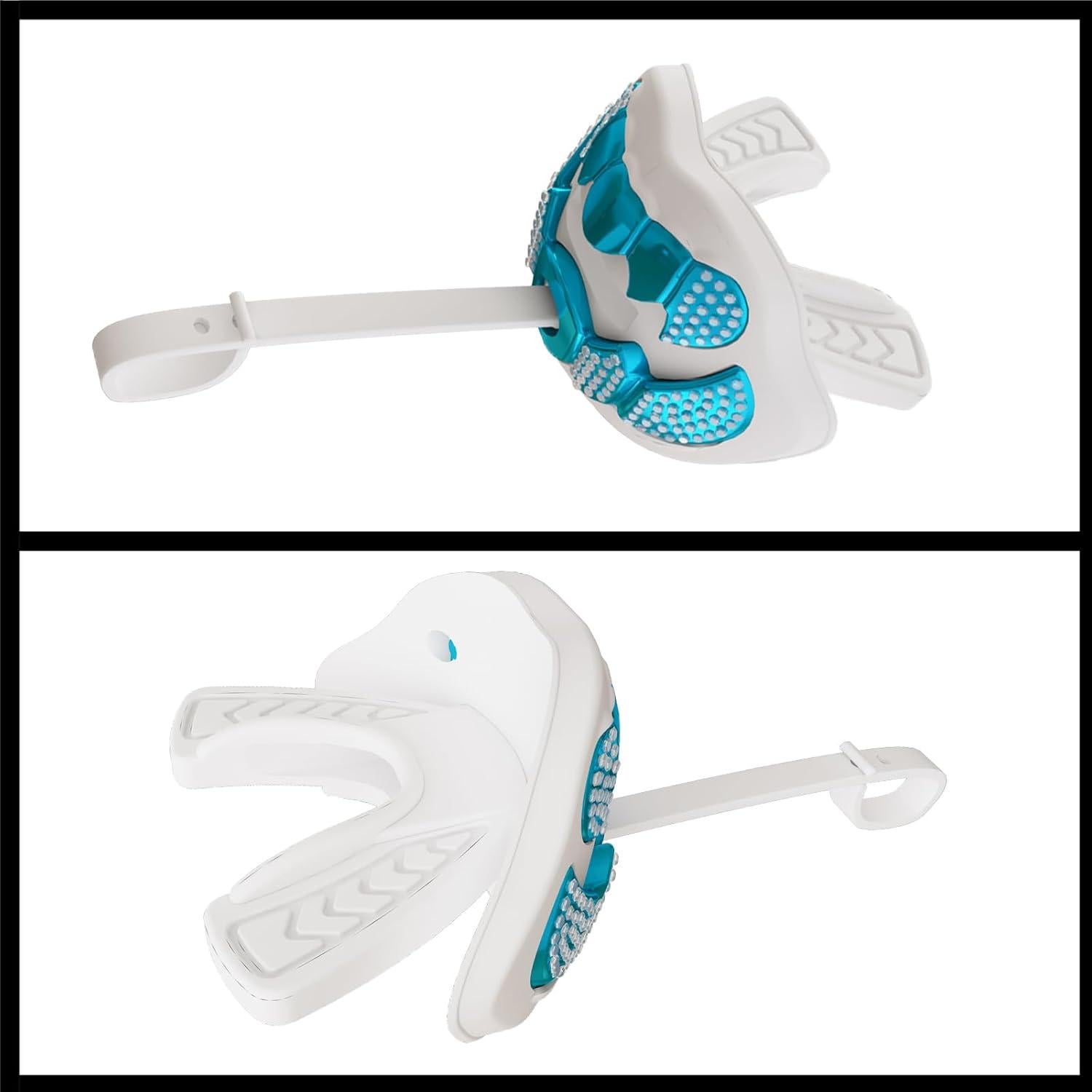 Protector Bucal LeCool 3D para Fútbol y Rugby - Blanco-Azul