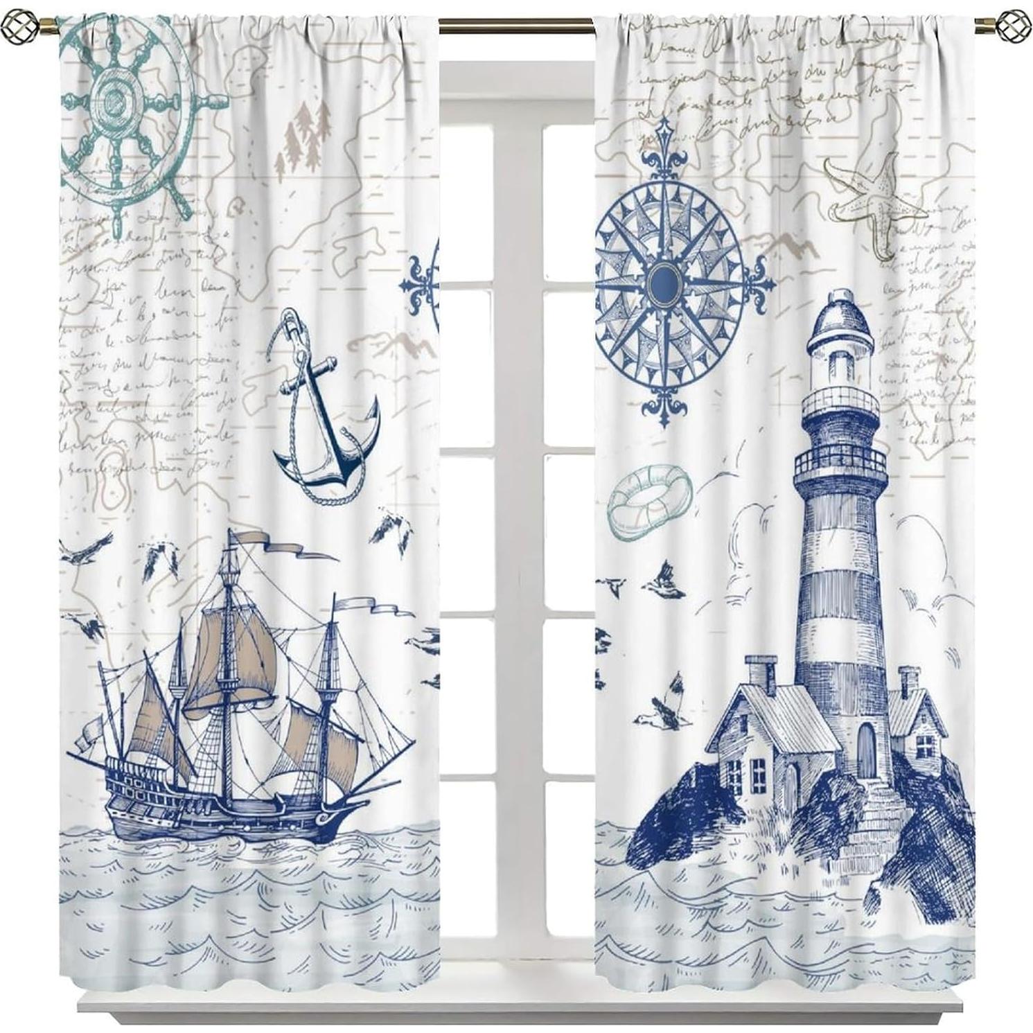 Cortinas Náuticas AAVEUP Mapa Océano 53x114 cm Pack 2